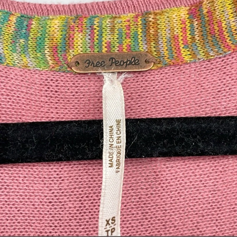 Free People Sundae Rose Linen Blend V-Neck Bell Sleeve Pullover Sweater Size XS - Picture 6 of 12